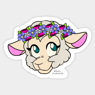 Sweet Sheep - Mixed Flower Crown (Off-White) [Die-cut] Sticker